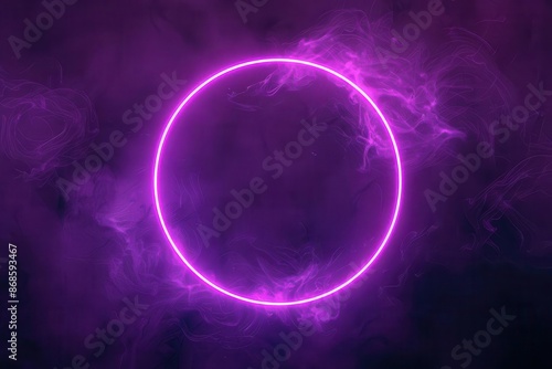 mesmerizing neon artwork glowing purple ring with ethereal light effects against dark background abstract design combines digital art with neon aesthetics