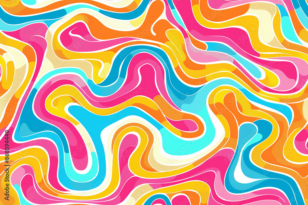 Psychedelic wavy pattern with bright, bold colors, evoking a sense of movement and energy. Psychedelic wavy pattern with bright, bold colors, evoking a sense of movement and energy.