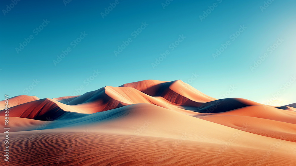 A peachful desert landscape with clean sand dunes A peachful desert landscape with clean sand dunes