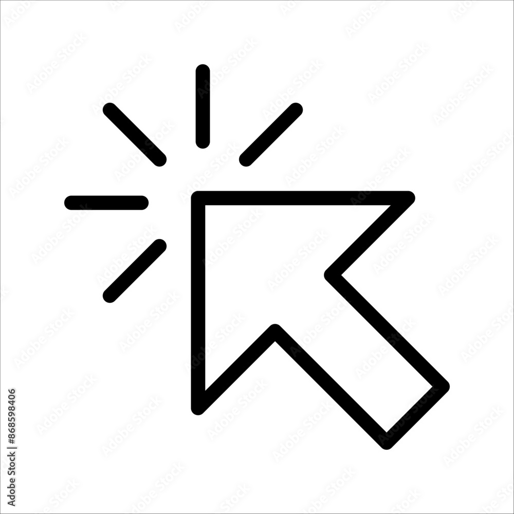 Click icon, pointer arrow icon, cursor icon vector, on a white background. Click icon, pointer arrow icon, cursor icon vector, on a white background.