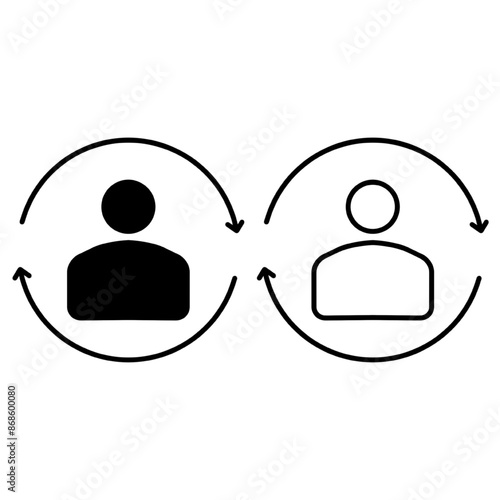 Replace person, staff change, replace worker simple line icon vector illustration. Editable stroke.