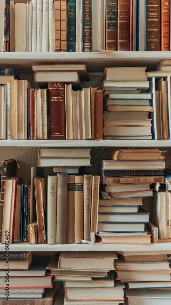 Obraz premium Free photo internet library online education concept, front view of hardback books with copy space in the library1