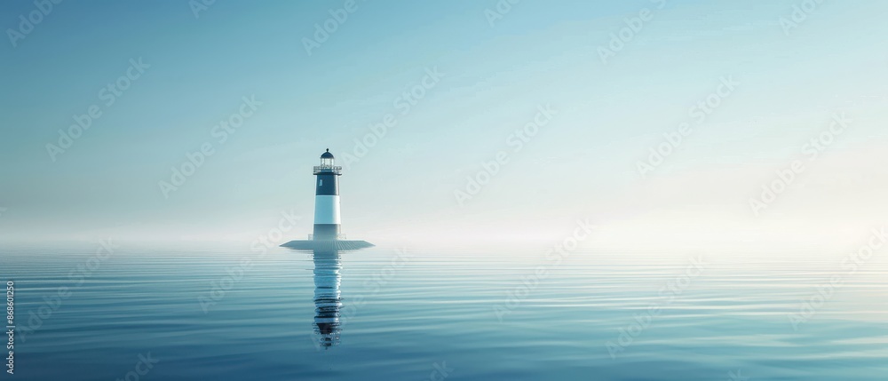 Obraz premium A lighthouse is standing in the middle of the ocean