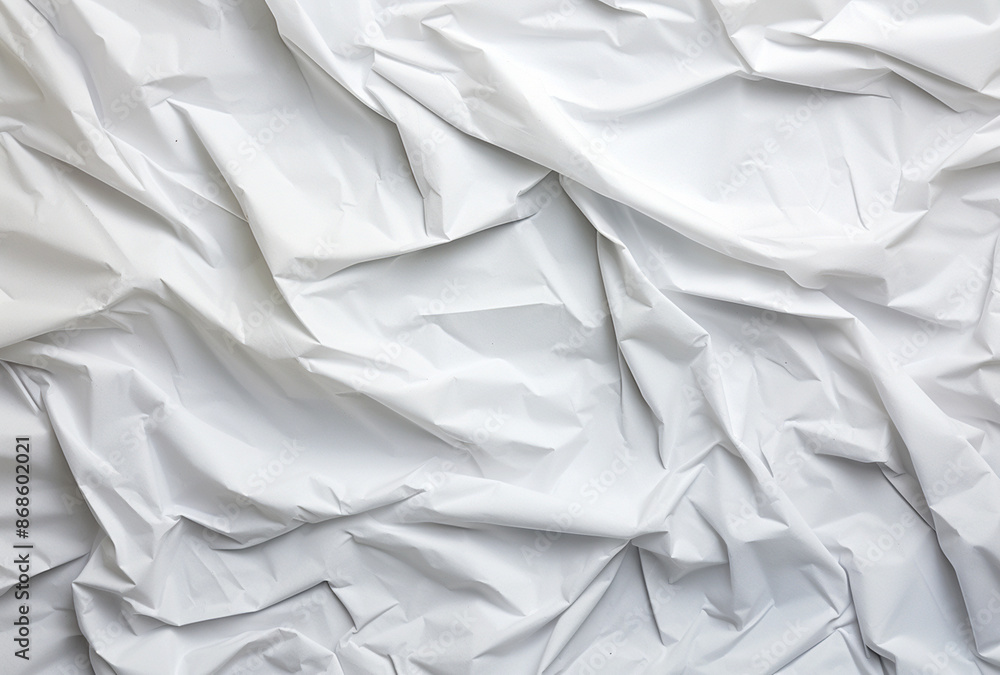 Abstract white paper texture with creases for background or poster template. Flat lay, top view of crumpled and textured empty wallpaper Abstract white paper texture with creases for background or poster template. Flat lay, top view of crumpled and textured empty wallpaper