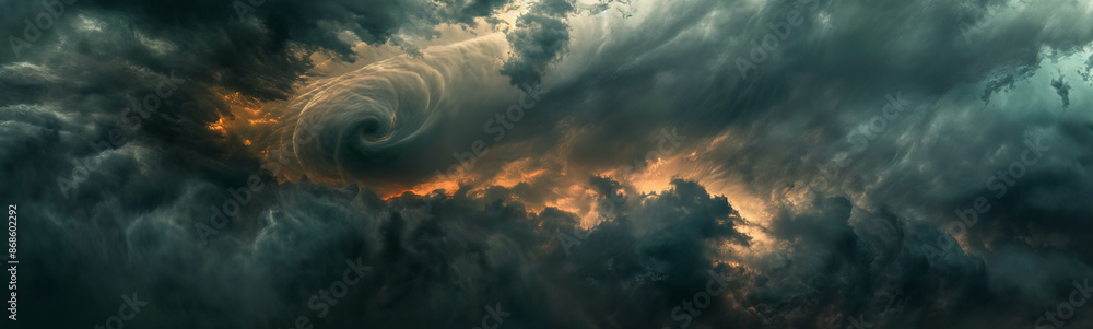 Obraz premium Closeup of Tornado Forming Against Stormy Sky in 4K