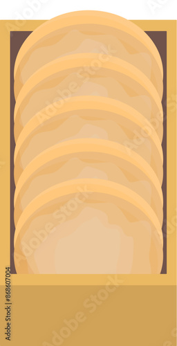 Wooden box containing a stack of delicious cookies, representing a concept of sweets, dessert, or baking