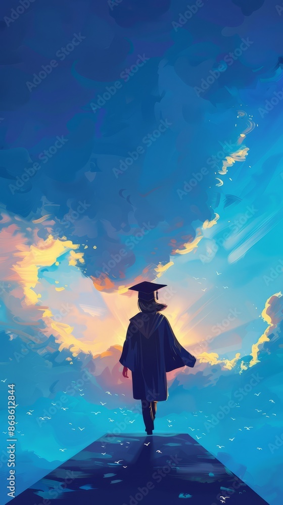 Graduation in high school and university concept,Graduation hat books and student's diploma on wooden table against light blue background Graduation in high school and university concept,Graduation hat books and student's diploma on wooden table against light blue background