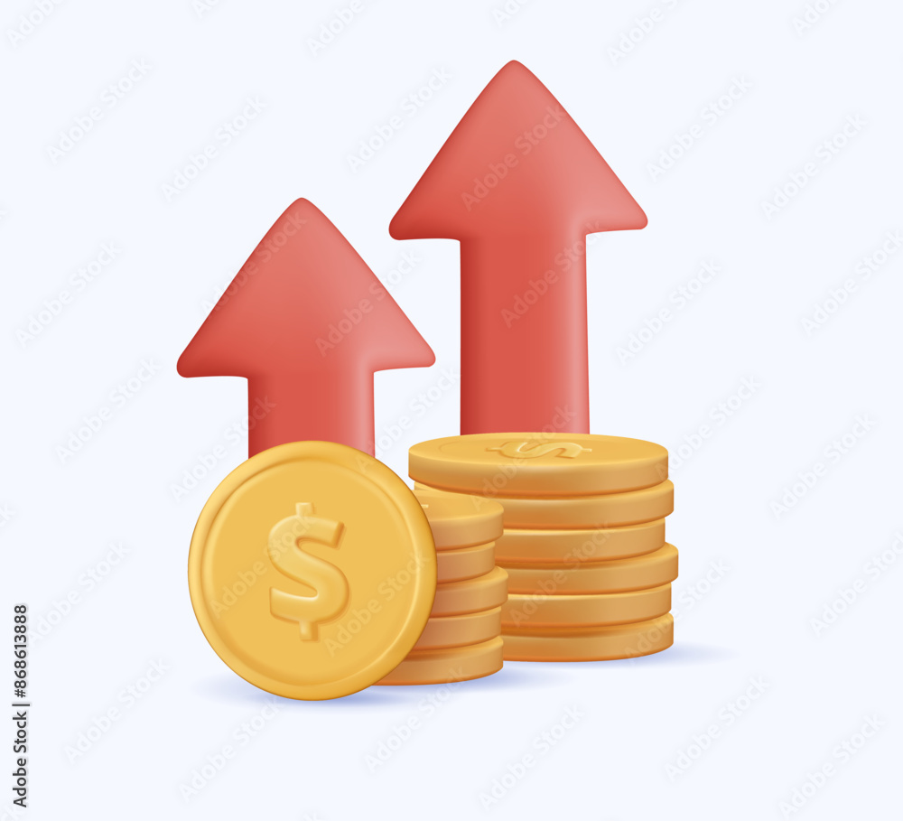 Inflation 3D icon. Money tax rate sign. Revenue, salary. Financial interest symbol. Quality design element. 3D inflation Inflation 3D icon. Money tax rate sign. Revenue, salary. Financial interest symbol. Quality design element. 3D inflation