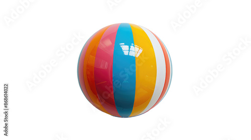 Free Download Beach ball with vibrant stripes on white background - GFXLoad