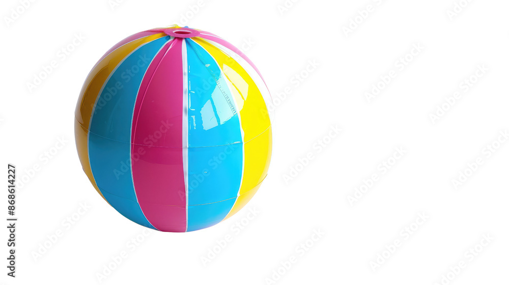 Beach ball with vibrant stripes on white background Beach ball with vibrant stripes on white background