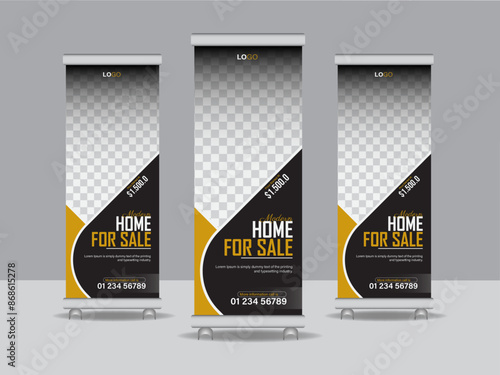  Real estate home sale roll up banner template, with creative design and creative layout