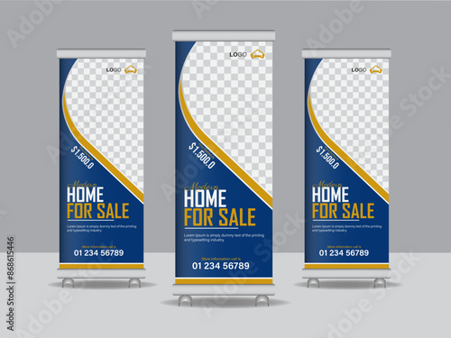 Real estate home sale banner and x banner templet, unique and professional roll up banner design