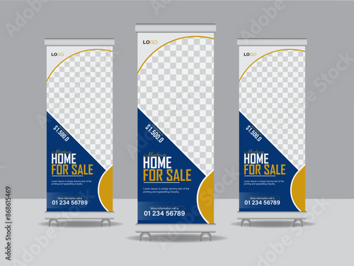 Real estate home sale banner and x banner templet, unique and professional roll up banner design