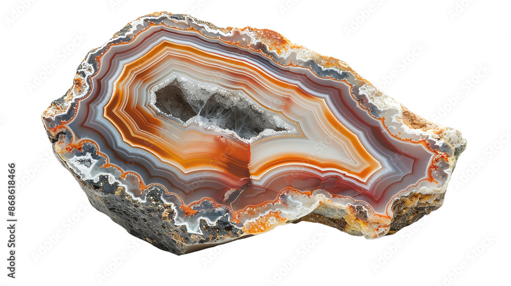 Stunning Close-Up of Polished Agate Geode with Colorful Bands in Natural Light Stunning Close-Up of Polished Agate Geode with Colorful Bands in Natural Light