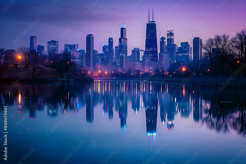 Fototapeta premium country skyline at night