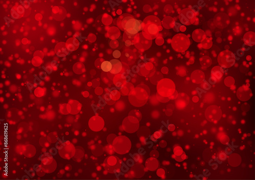 Abstract red and black gradient background decorated with circles, dots and blurred bokeh. Can be used in media design.