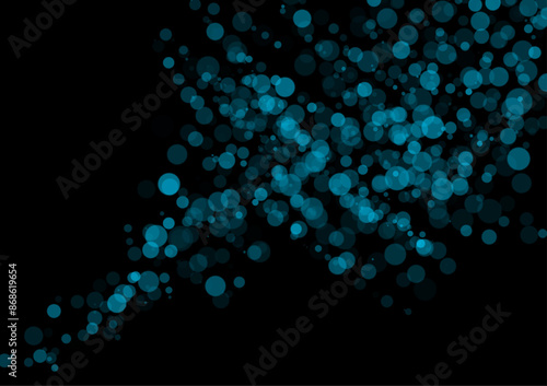 An abstract black background decorated with bright blue circles creates an interesting composition. Can be used in product design Website banners and packaging.