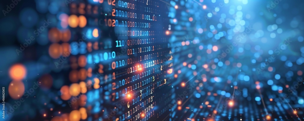 Abstract Digital Data Stream with Binary Code Abstract Digital Data Stream with Binary Code