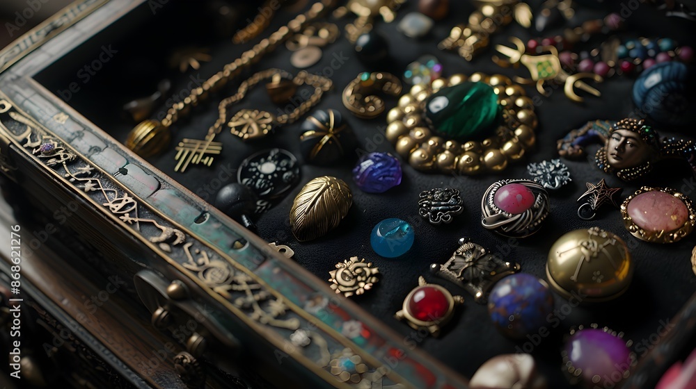Cosmic-Inspired Jewelry Box with Zodiac-Themed Compartments Showcasing Celestial Treasures in Cosmic-Inspired Jewelry Box with Zodiac-Themed Compartments Showcasing Celestial Treasures in