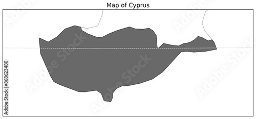 Map of Cyprus and its neighbouring territory shown alongwith grid lines