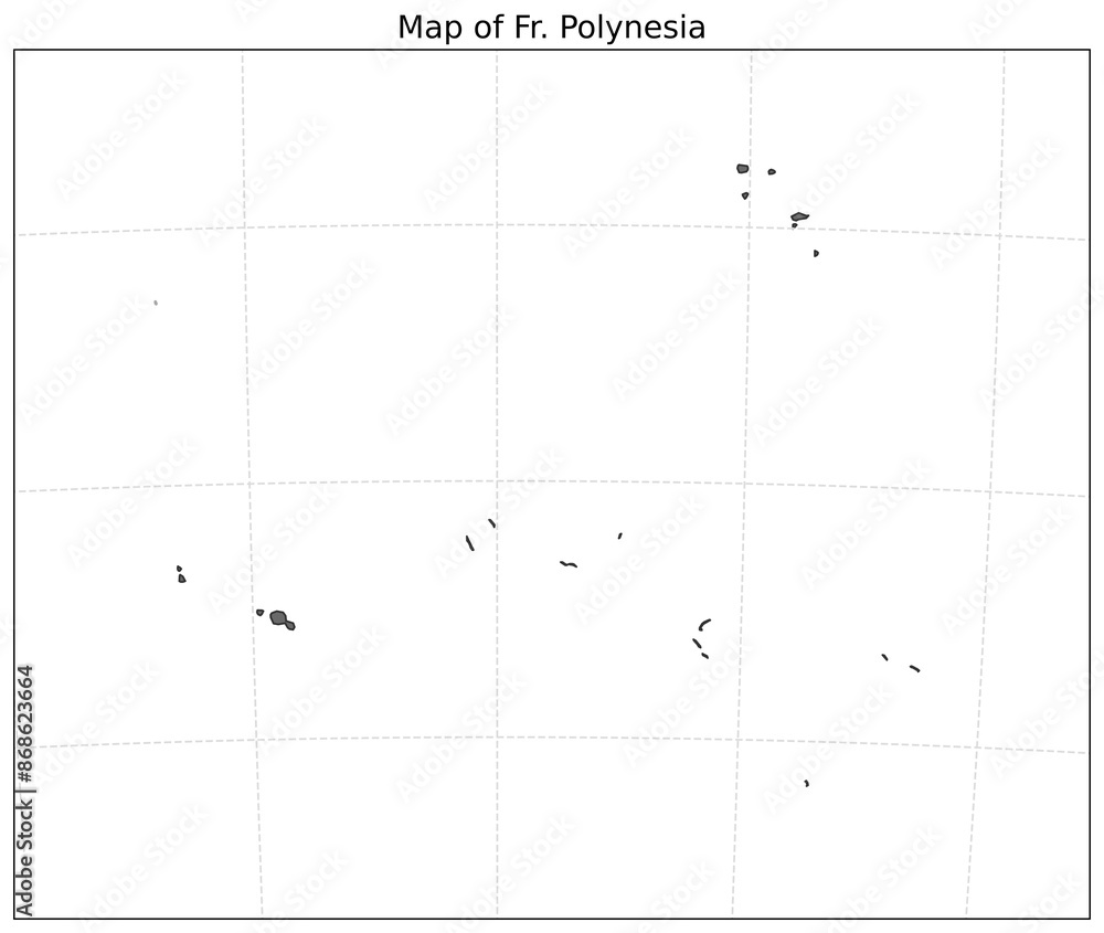 Map of Fr. Polynesia and its neighbouring territory shown alongwith grid lines Map of Fr. Polynesia and its neighbouring territory shown alongwith grid lines