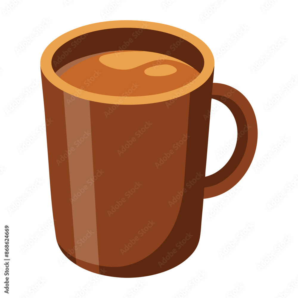 Brown mug with coffee on white Brown mug with coffee on white