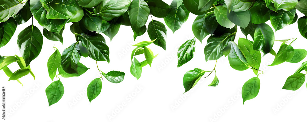Green Leaves on Black Background Illustration Green Leaves on Black Background Illustration