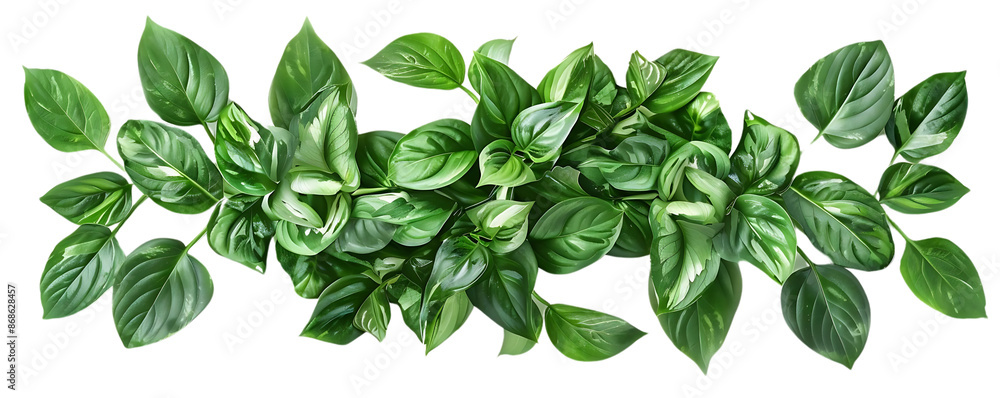 Green Leaves of a Plant, Isolated on a Black Background, Illustration Green Leaves of a Plant, Isolated on a Black Background, Illustration