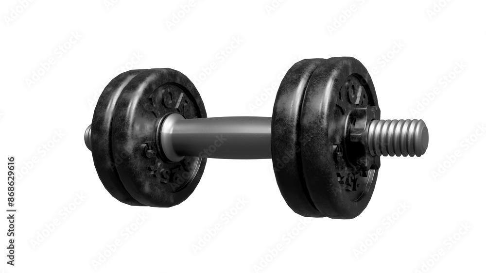 Sport lifestyle concept with One Dumbbells, clipping path, 3D render Sport lifestyle concept with One Dumbbells, clipping path, 3D render