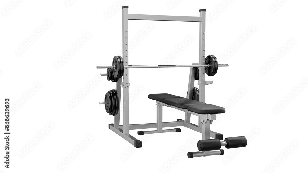 Side view of Workout weight bench with dumbbells shot , clipping path, Side view of Workout weight bench with dumbbells shot , clipping path,