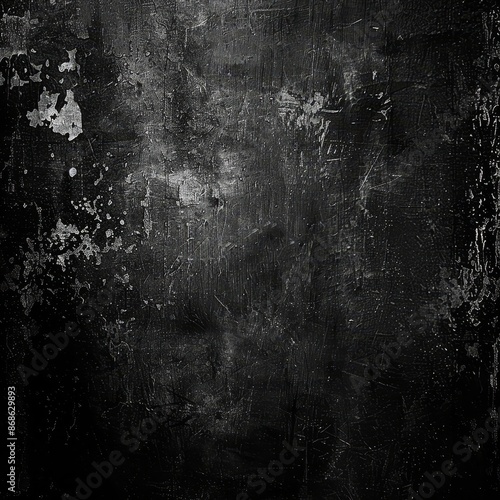 A dark grunge background texture for design, featuring rough and worn textures with subtle hints of light in the corners. It's perfect as an overlay or for creating urbanstyle designs. The black color