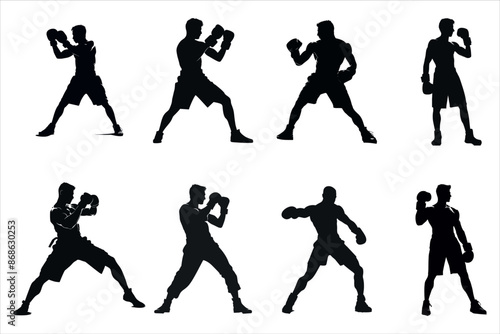 boxing Man silhouette Bundle , kickbox silhouette, boxing gloves silhouette, kickboxing silhouette,
