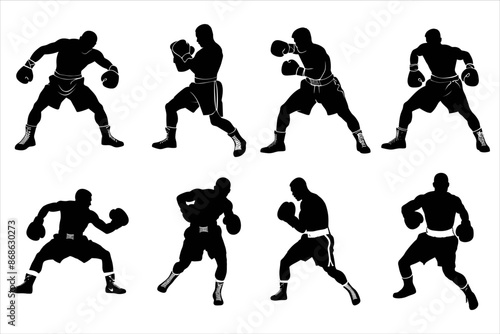 boxing Man silhouette Bundle , kickbox silhouette, boxing gloves silhouette, kickboxing silhouette,
