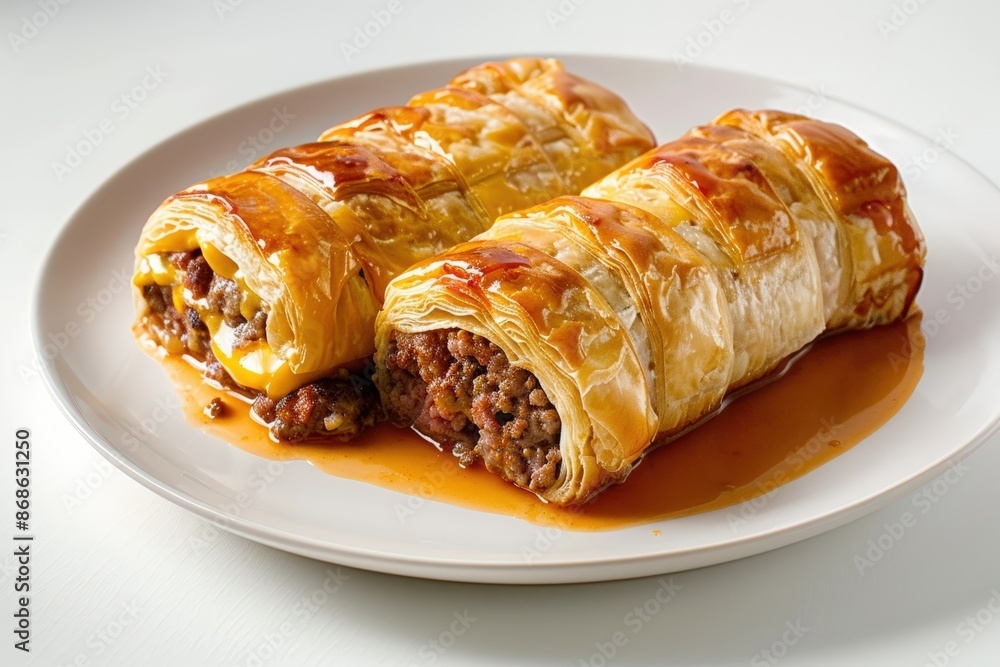 Irresistible Cheeseburger Roulades with Golden Puff Pastry Shell Irresistible Cheeseburger Roulades with Golden Puff Pastry Shell