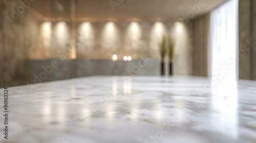 Wallpaper Mural Empty marble countertop in modern interior. White marble surface with a blurred background of a modern interior, perfect for product placement or minimalist design concepts. Torontodigital.ca