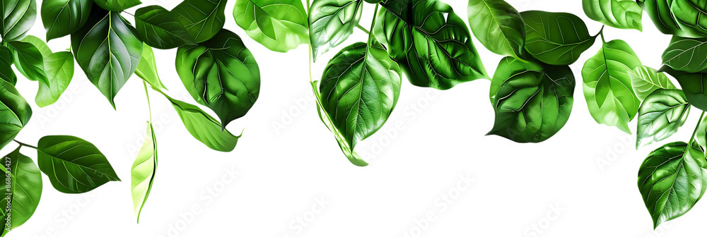 Green Leaves Illustration with Black Background Green Leaves Illustration with Black Background