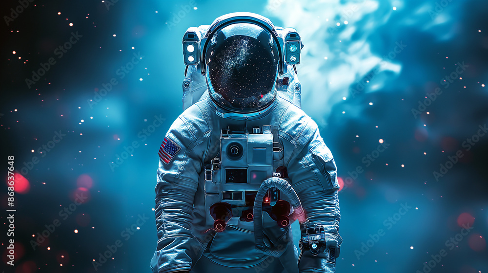 Astronaut in space among stars Astronaut in space among stars