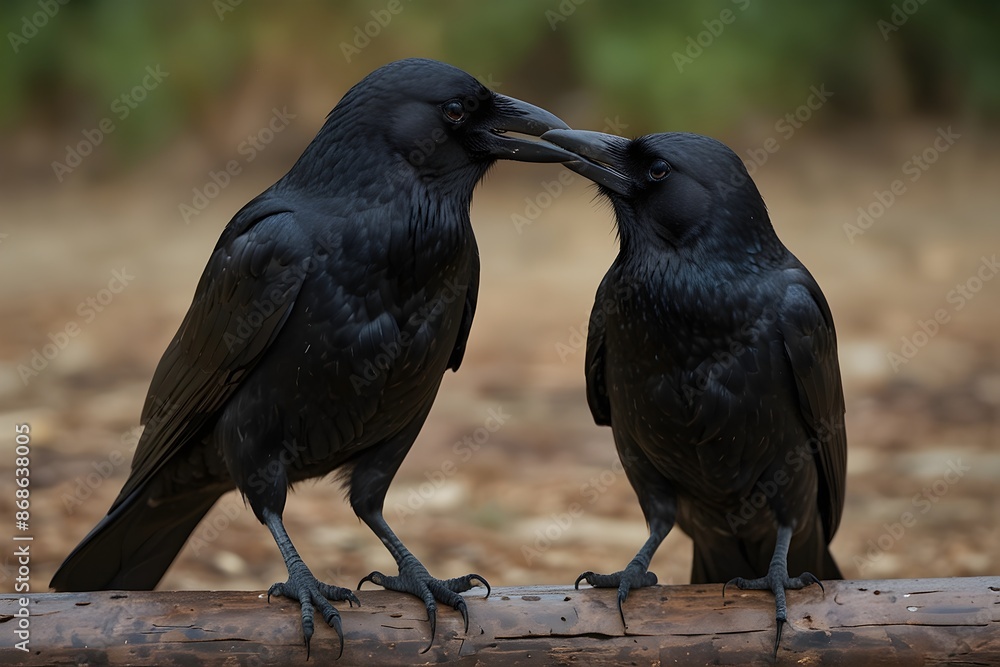 Fototapeta premium A conversation between two crows discussing human behavior they've observed ai_generated