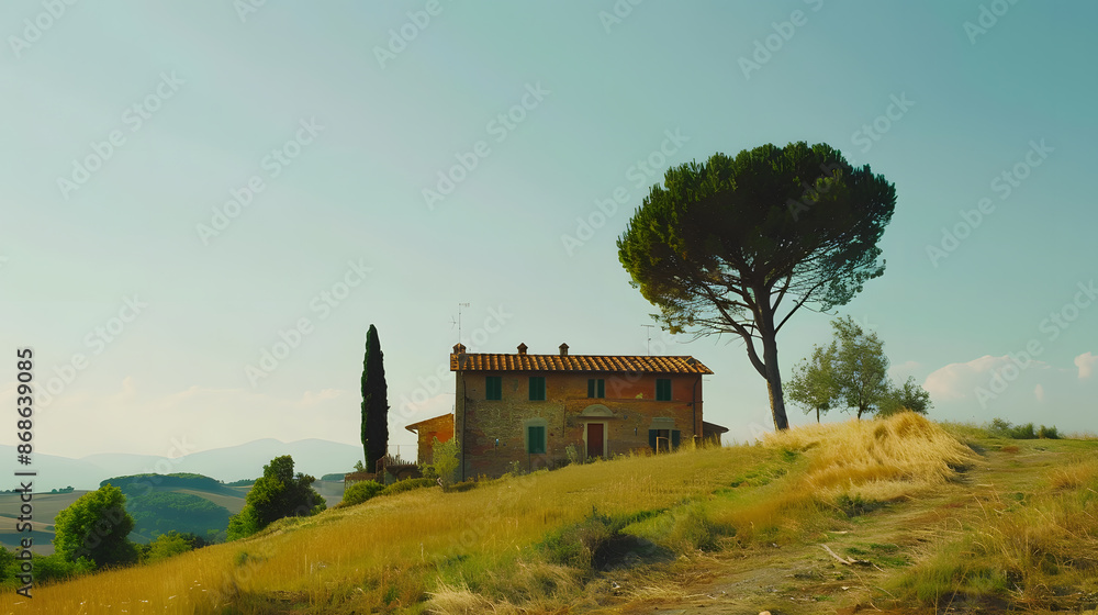 Fototapeta premium Italian Tuscany countryside field