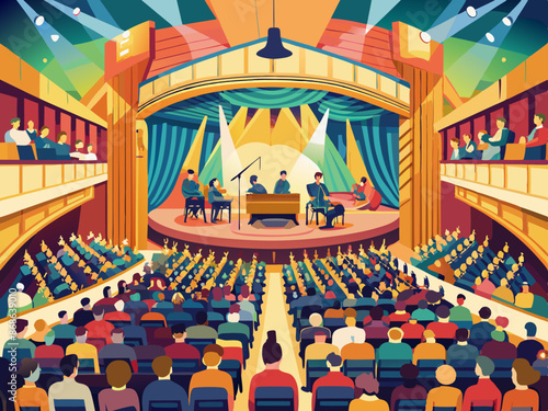 A concert hall with a full audience