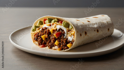 Traditional Mexican Food - Burrito, on a table