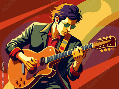 A guitarist strumming with passion
