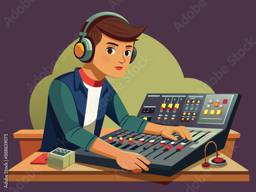A sound engineer at a mixing console