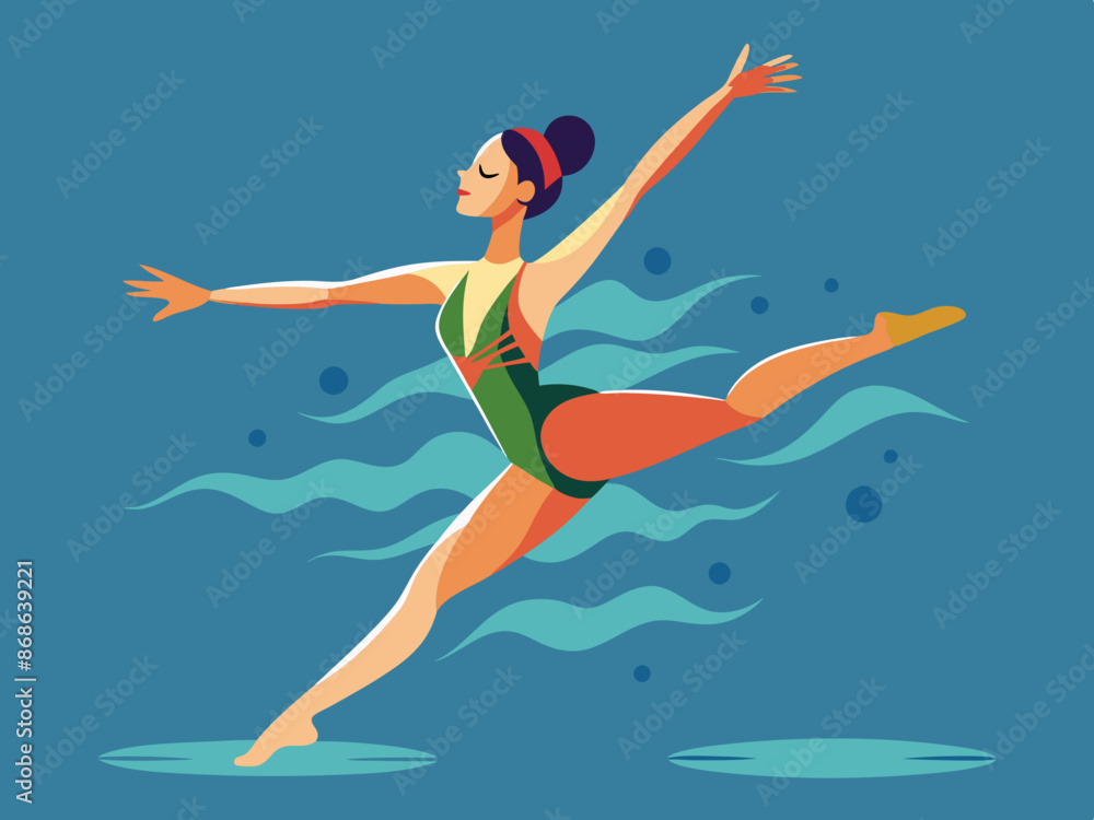 A synchronized swimmer performing a routine A synchronized swimmer performing a routine