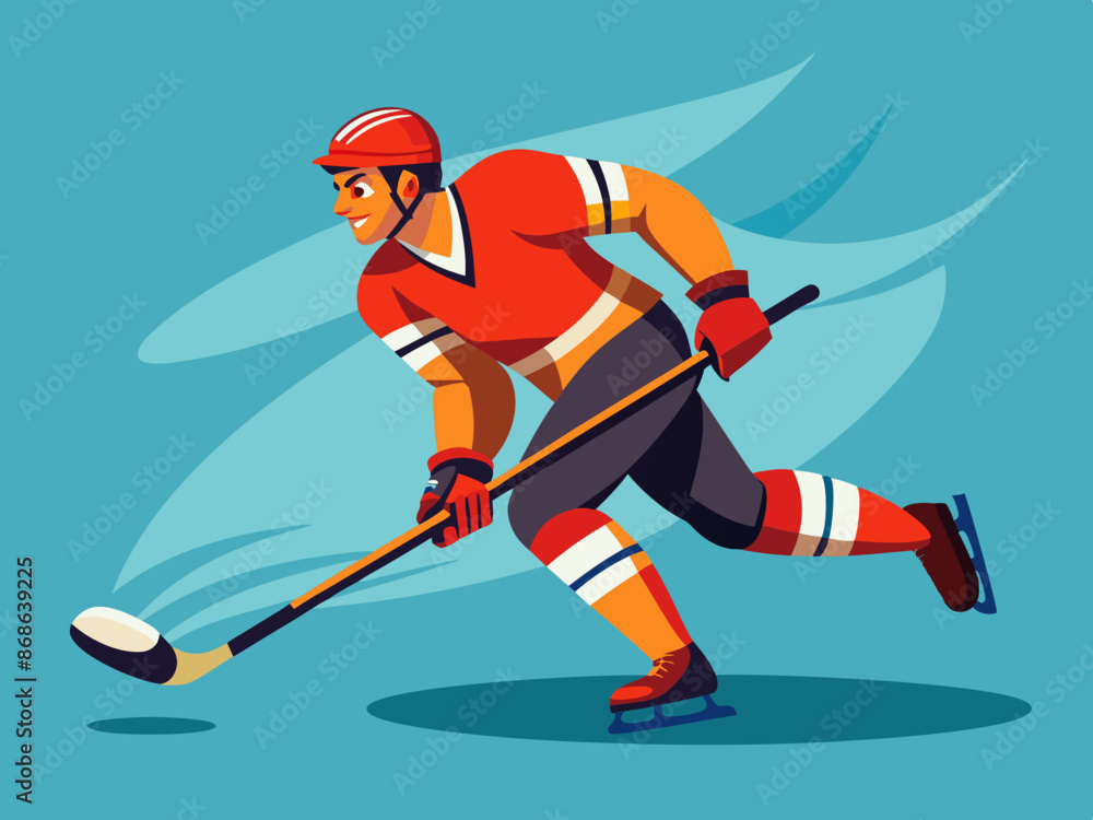 Fototapeta premium A hockey player shooting the puck