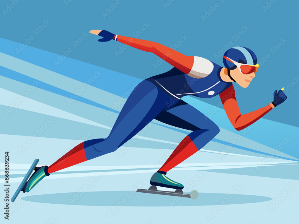 Fototapeta premium A speed skater racing on the ice