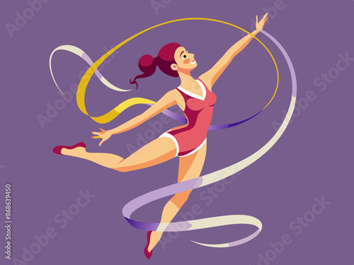 A rhythmic gymnast with a ribbon