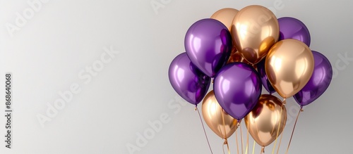 Wallpaper Mural Golden and Purple balloons, celebrate festive background, birthday party, helium balloons for anniversary. Torontodigital.ca