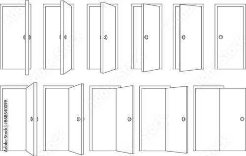Outline open and closed door icons