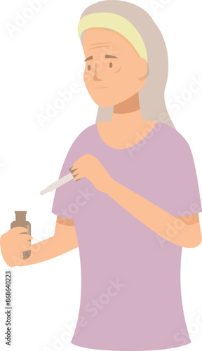 Elderly woman is carefully extracting essential oil, embodying the concept of homeopathic remedies and wellness in later life